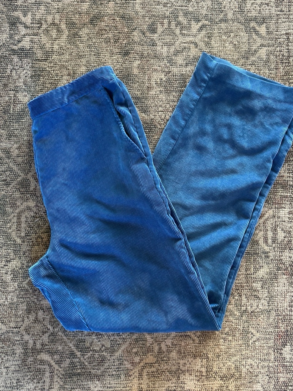Vintage Blue Corduroy Wide-Leg Women's Pants